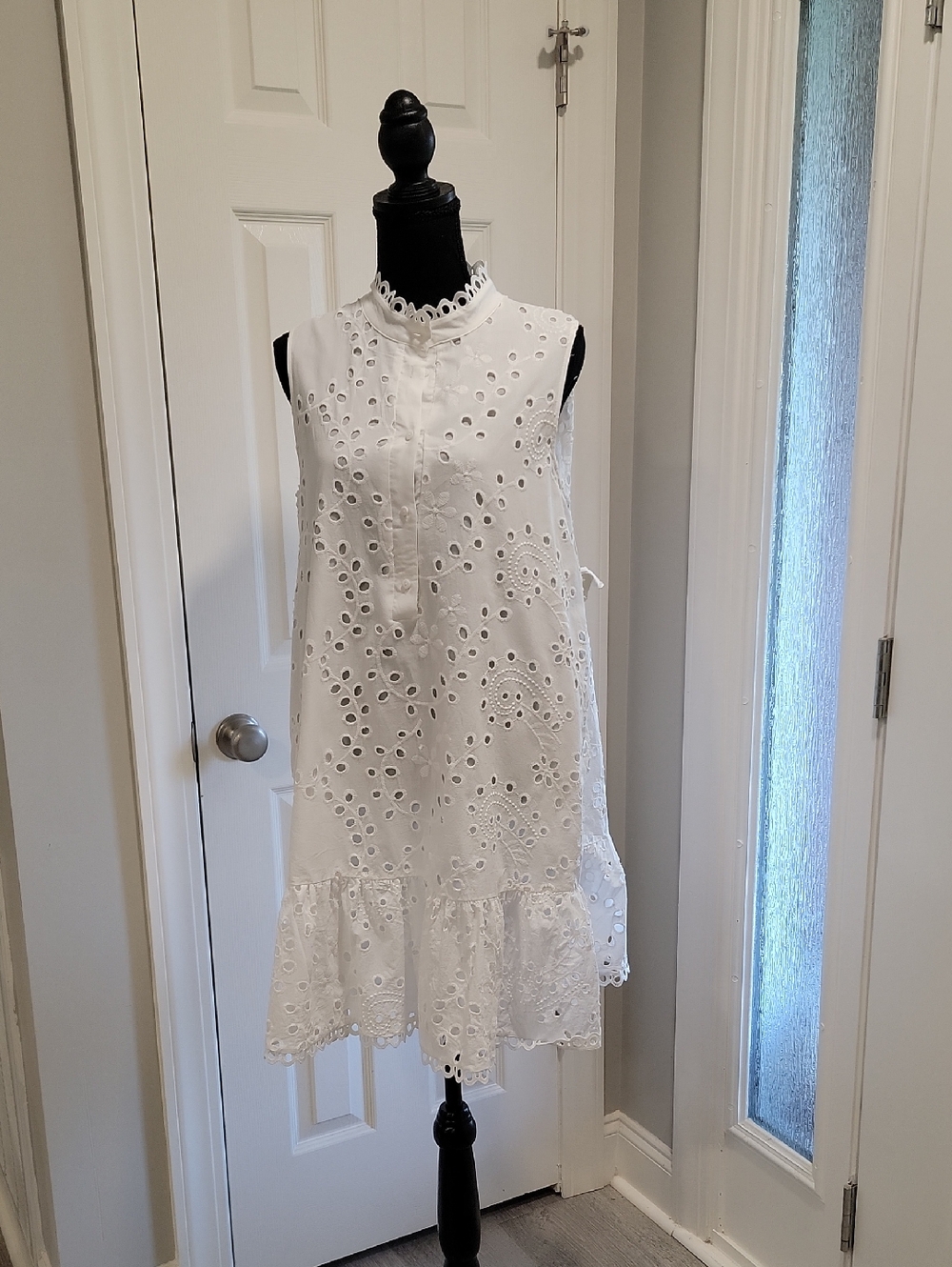Eliza J White Eyelet Sleeveless Shift Dress